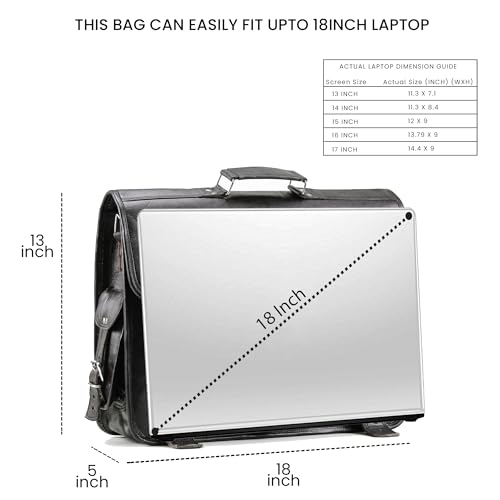 Handmade World Leather Messenger Bags For Men Women Mens Briefcase Laptop Bag Computer Satchel (Black, 18 Inches)2