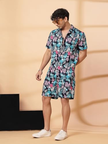 Image of Rigo Printed Co-Ord Set for Men's | Casual Shirt & Shorts Night Suit Set | Lounge-wear Nightdress Pajama Set for Men's | Night Wear, Beach Wear, Vacation Wear Outfit