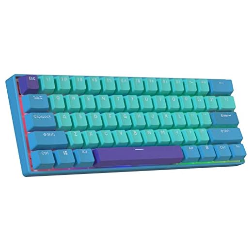 BOYI 60% Cherry MX Switch Green Mini Mechanical Keyboard, 61 Key Mini RGB PBT Keycap Type-C Wired NKRO Programmable Mechanical Gaming Keyboard(Cherry MX Blue Swtich,Green Blue Color)