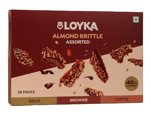 Image of Loyka Almond Brittle Assorted Choco Box - 28 Pcs| Premium Chocolate Gift Hamper | Chocolate & Nut Dryfruit Delicacy | Roasted California Almonds, Dark Choco & Salted Caramel