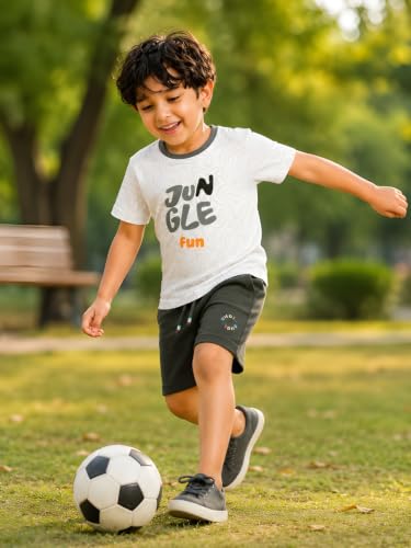 Image of Pilolo Kids Soft Cotton Terry Lycra Adjustable Drawstring Pocket Shorts for Boys