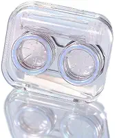 Pacote com 2 lindos conjuntos de estojo de lentes de contato, essenciais de viagem transparentes com kit de ferramentas removedoras e frasco de solução, caixa de armazenamento de lentes de contato