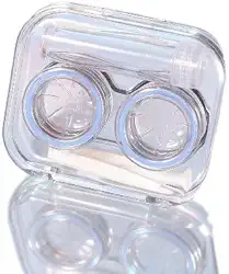 Pacote com 2 lindos conjuntos de estojo de lentes de contato, essenciais de viagem transparentes com kit de ferramentas removedoras e frasco de solução, caixa de armazenamento de lentes de contato