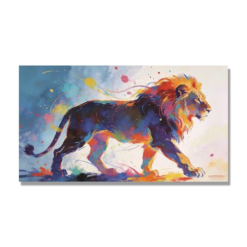 Tableau lion abstrait NHLDZYH coloré 30x54cm décoration salon