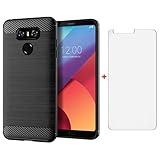 Asuwish Handyhülle für LG G6 Hülle mit Glas Folie Panzerfolie Schutzfolie & Extra Dünn Silikon TPU Handyhüllen Schutzglas Cover LG6 G 6 ThinQ H870 Slim Handy Hüllen Schutzhülle Phone Hülle Schwarz