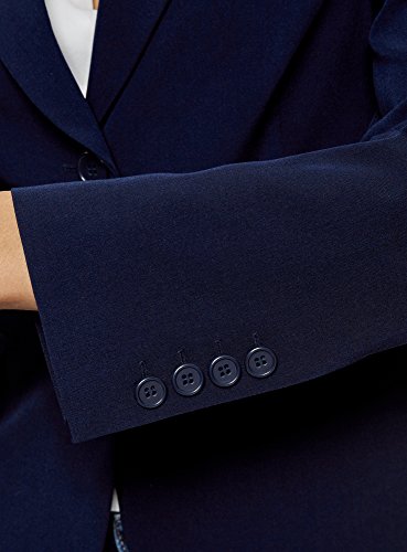 Oodji Collection Donna Blazer Basic Aderente, Blu