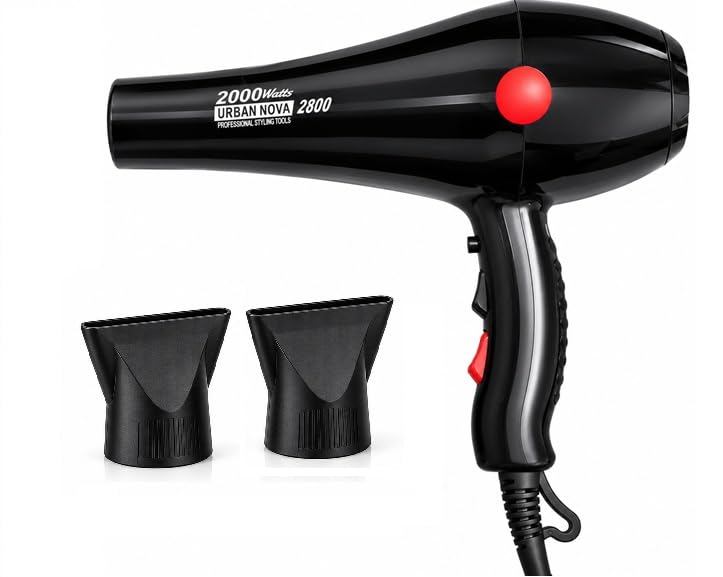URBANNVOA Professional Hair Dryer for Men & Women | Hot & Cold Air | 2000W | Black