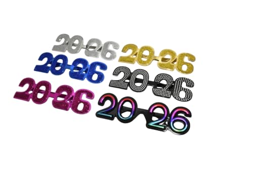 SWYOUN 2026 Plastic Glasses Happy New Years Eve Glasses Graduation 2026 Class Of 2026 Party Photo Prop Supplies(Pack Of 6)