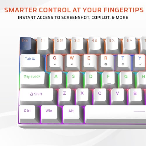 Image of EvoFox Katana S Mini Wired Mechanical Keyboard | Hot-Swappable Silent Red Switches | 68-Key Compact Layout | Vivid Rainbow Backlighting | 1000Hz Polling Rate, All Keys Anti-Ghosting (White)