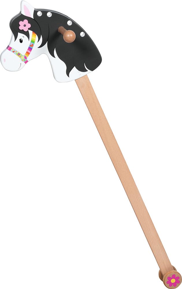goki 53760 - koń na kiju Lili - goki66 - koń na kiju z kolorowymi tasiemkami do zaplatania, konik hobby, 90 cm