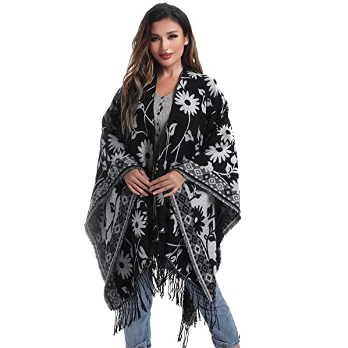 Tassel Wraps Shawl Cape Poncho Open Front Cardigan for Men and Women3