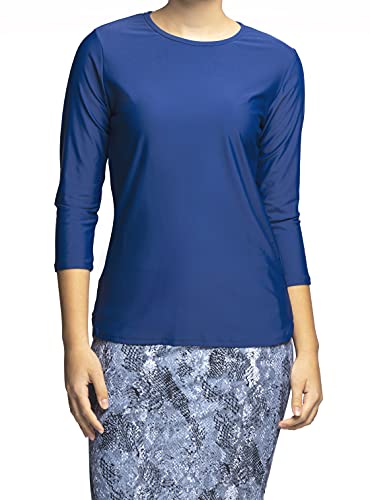 Woman Tznius Rash Guard 3/4 Sleeve Athletic for Swim, Tennis, Beach, Sports, UPF 50+ Sun Protection