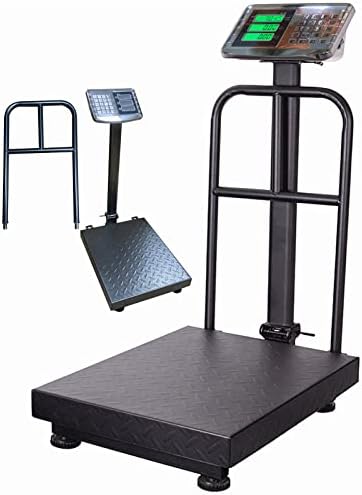 CXWAWSZ Floor Computing Digital Scale with Removable Guardrail 660lb Industrial Platform Scale with Accurate LB/KG High-Definition Displa Foldable for Weighing Luggage Package Shipping Mailing