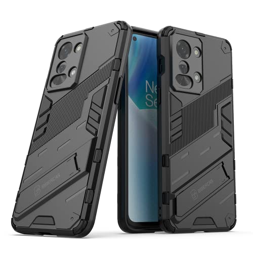 DOINK Cover Custodia per OnePlus Nord 2T, Case Armor PC+TPU Rugged Antiurto Cover con Cavalletto - Nero