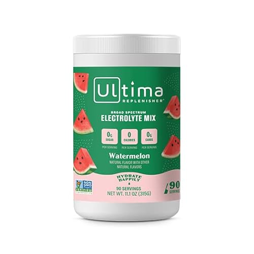 Ultima Replenisher Hydration Electrolyte Powder- Keto & Sugar Free- Feel Replenished, Revitalized- Naturally Sweetened- Non- GMO & Vegan Electrolyte Drink Mix- Watermelon, 90 Servings