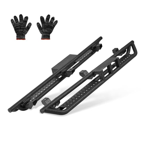 Bars Compatible with 2018-2024 Jeep Wrangler JL-4 Doors, Carbon Steel Side Steps Nerf Bars with ABS Pads, 550LBS Capacity Running Boards for Trucks, 2 Piece - VEVOR Running Boards, 6" Step