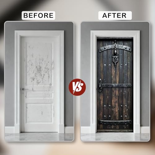 Image of Nuxovilar Retro Wooden Door Stickers Peel Stick PVC 30.3x78.7 in
