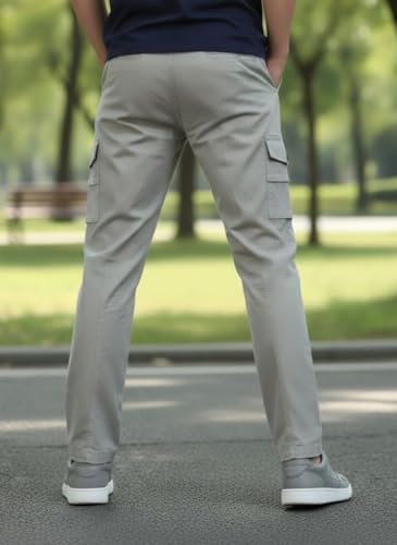 Image of Men's Cotton Cargo Pants | Stylish Casual Trousers for Men | Relaxed Fit Multi Pocket Cargo Trousers | Drawstring Waist Pant | Comfortable Lower for Men