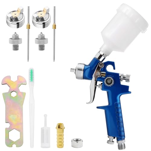 KCNKCN Mini HVLP Air Spray Gun Kit, with 0.8mm & 1.0mm Nozzles&125cc Cup, Small Automotive Paint