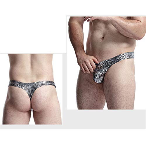 Andongnywell 3 Pack Men Sexy Animal Print Underwear Briefs Cool Liquid Metallic Thong Bikini Knickers (Assorted Colors,Medium) #TOP3