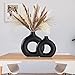 Ceramic Vases Set of 2, Modern Black Round Vase Rustic Home Decor, Donut Ceramic Design Apply to Living Room Kitchen Mantle Bedroom Dining Table Office Black Decor