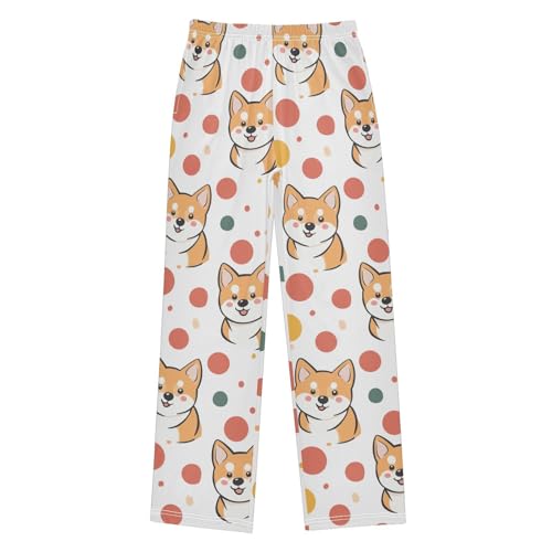 Dog and Circle Boys Pants Boys Athletic Pants Long Pant for Boywith Pockets Wide-Leg Size 6-14Y