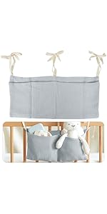 ZWWOGE Babybett Organizer Aufhängetasche - Verstellbarer Aufbewahrungssack Für Kinderzimmer