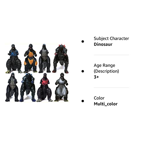 Ezfun Set Of 8 Godzilla Toys Movable Joint Birthday Kids 2019 Action Figures King Of The Monsters Burning Heisei Mecha Ghidorah Pack Plastic Mini Dinosaur Playsets Cake Toppers Package #TOP7