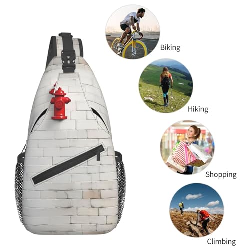 Bolso bandolera con estampado de pared de ladrillo blanco miniatura 6