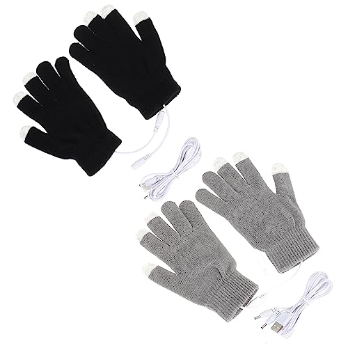 SUPVOX 2Pairs USB Heated Gloves Touchscreen Mitts Winter Warmer for Men Women Portable Lightweight for Use present for Cold Weather