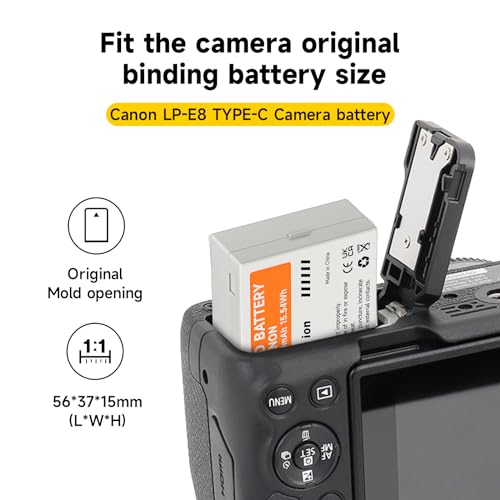 Batería LP-E8 Tipo C pack de 2 unidades de 2100 mAh para cámaras Canon EOS 600D y 700D 2