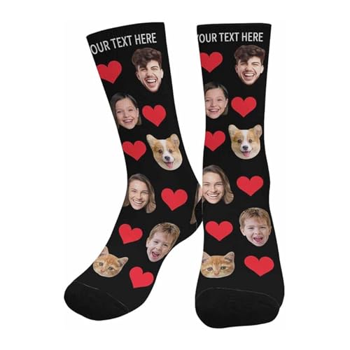VEELU Chaussettes Personnalisées Photo, Confortable Chaussette Drole Personnalisé, Cadeaux Personnalisés pour Homme et Femme, Noël Cadeau d'Anniversaire