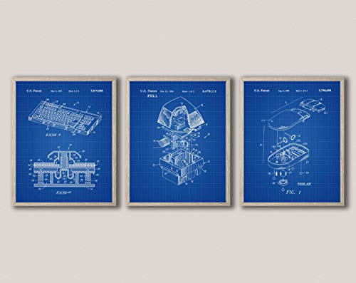 Wallbuddy Computer Geek Decor Computer Nerd Gift Computer Programmer Decor Computer Office Decor Coding Decor Coding Art Set of 3 prints WB286-288-289 (59.4cm x 84cm (A1), Blueprint)
