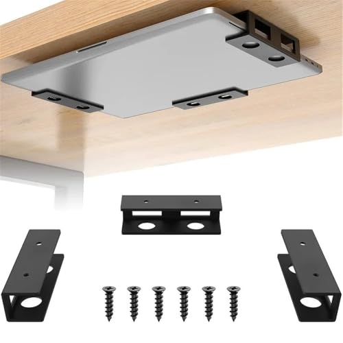 Soporte de portátil bajo escritorio para evitar rayas con base aluminio plata 3