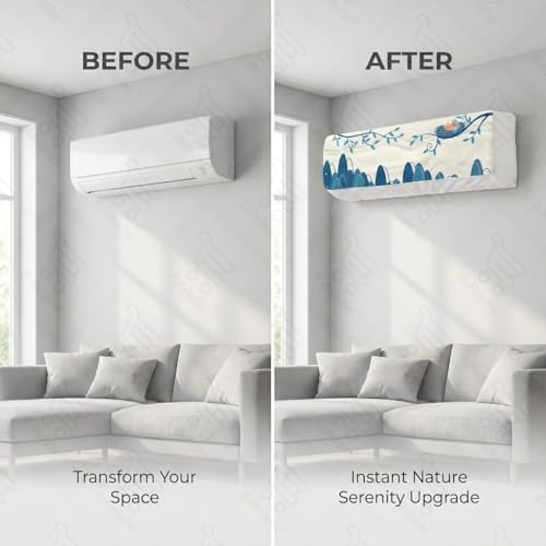 Image of Split AC Cover 1 ton, 1.5 ton to 2 Ton |Designer Digital Print Indoor AC Dust Cover | Stretchable Lycra Fabric | 38x12x9 Inch | Washable Polyester AC Indoor Unit Cover | Dust Dirt Resistant