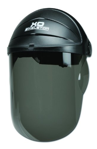 Image of MCR Safety 105 XO Skeleton Nylon Ratchet Headgear with Gray Faceshield, Black Matte, 1-Pair