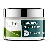 Curaloe Aloe Vera Night Cream 70% Pure Organic Aloe Enriched with African Shea Butter, Grape Seed Oil, Vitamin E | Men and Women | Moisturizes & Hydrates Face | Anti-Aging | Natural Skin Repair