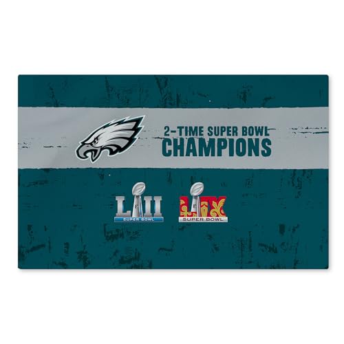 Northwest NFL Philadelphia Eagles 2025 Super Bowl LIX Multi Champ Tradition Washable Rug 20X32 Inches