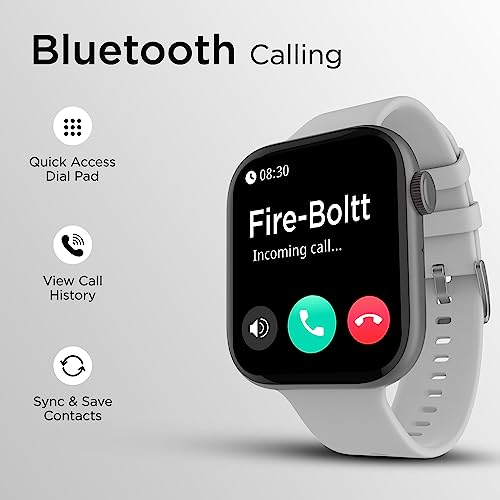 Image of Fire-Boltt Ring 3 Smart Watch 1.8 Biggest Display with Advanced Bluetooth Calling Chip, Voice Assistance,118 Sports Modes, in Built Calculator & Games, SpO2, Heart Rate Monitoring (Grey)