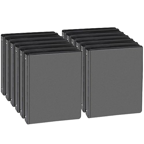 CIXILDTS 0.5-inch Round Ring Binder, Durable 1/2" 3 Ring Binder Fit Letter Size Paper, Presentation View Binders, Black,12-Pack