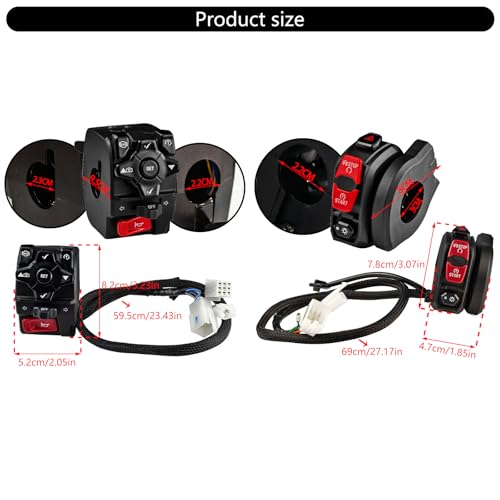 Control de manillar de motocicleta con bocina e iluminación integradas kit de montaje universal 3