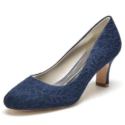 Chaussures de mariage à talons bas en dentelle pour danser toute la soirée