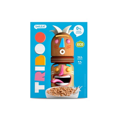 Smileat - Cereal TRIBOO Sabor a Dulce - Snack para peques - Sin Azúcar ni Sal Añadidos - Ecológico y 100% Vegetal - Textura Crunchy - Ideal con Leche o Yogur - 300g