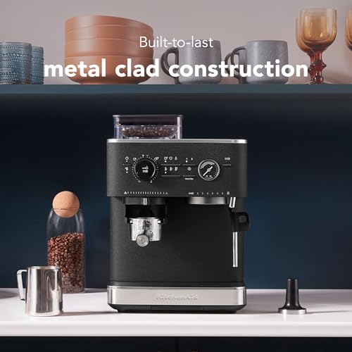 KitchenAid Semi Automatic Espresso Machine with Burr Grinder, 2.5L, KES6551BK, Cast Iron Black - Image 4