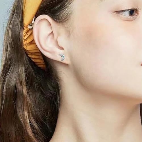 2Pcs 16G Sun Moon Labret Monroe Lip Rings Stainless Steel Lip Labret Studs Tragus Helix Cartilage Stud Earrings AB Color Body Piercing Jewelry 8mm3