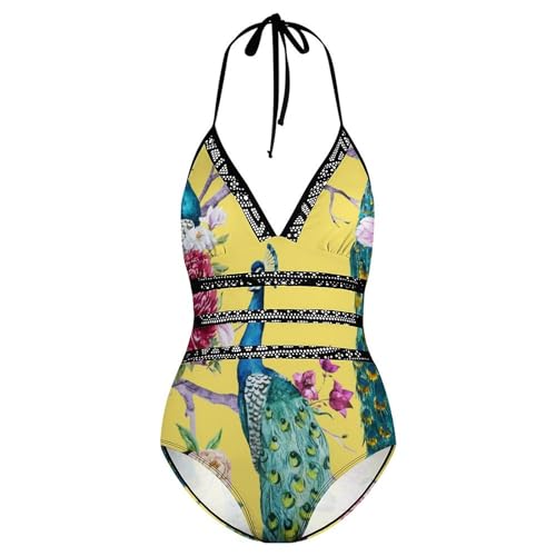 Maillot de bain une pièce galbant Fleurs de Paon anti-complexes - 4