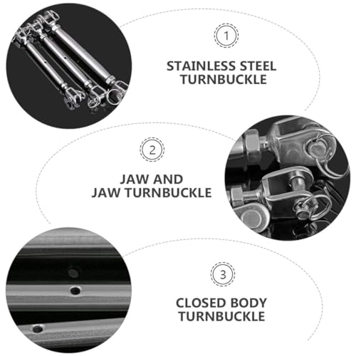 SHOWERORO 2 piezas Tensores cerrados de acero inoxidable M5 para cables, tensores de cuerda de alambre para elevación y tensión industrial miniatura 5