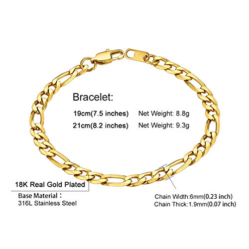 Gold Figaro Bracelet Men Bracelet 6Mm 7.5"Golden Wrist Chain Bracelet Gift #TOP5