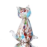 YAOYUAN Handmade Multicolor Glass cat Statue - Elegant Swan Decor for Home and Office (White Color)…