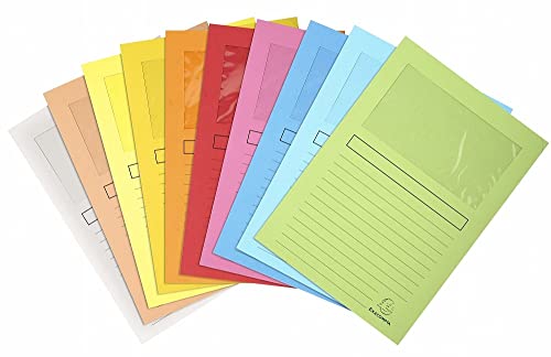 EXACOMPTA Paquet de 100 pochettes-coins SUPER en carte 160g avec fenêtre, coloris assortis